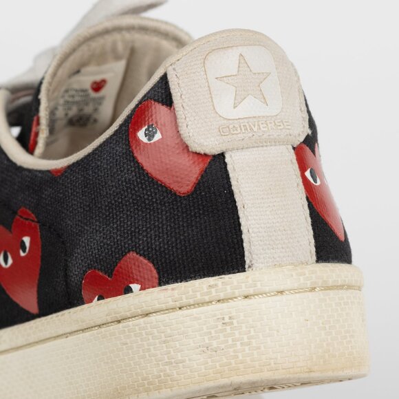Converse X Play Comme Des Garcons CDG Pro Low Black/Red Hearts 8.5 - Picture 11 of 12